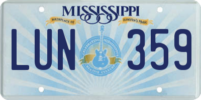 MS license plate LUN359