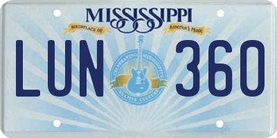 MS license plate LUN360