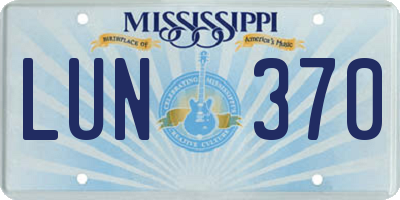 MS license plate LUN370