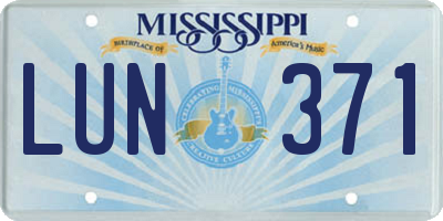 MS license plate LUN371