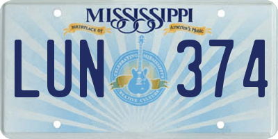 MS license plate LUN374