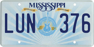 MS license plate LUN376