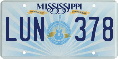 MS license plate LUN378