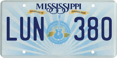 MS license plate LUN380
