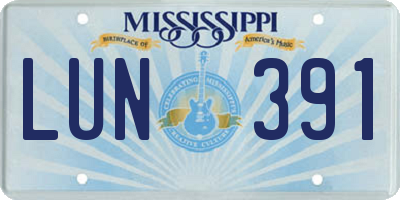 MS license plate LUN391