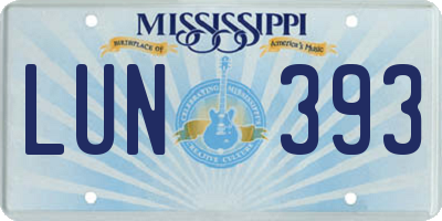 MS license plate LUN393