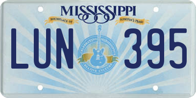 MS license plate LUN395