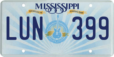 MS license plate LUN399