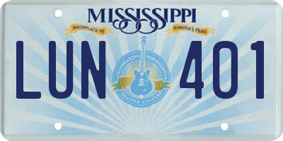 MS license plate LUN401