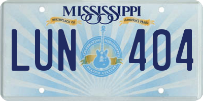 MS license plate LUN404