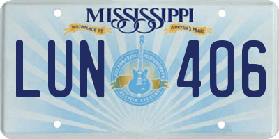 MS license plate LUN406