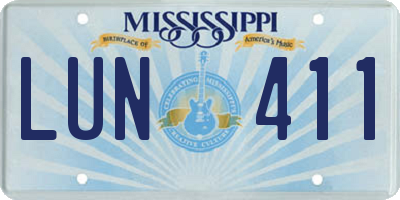 MS license plate LUN411