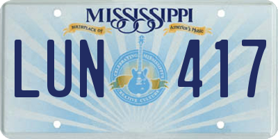 MS license plate LUN417