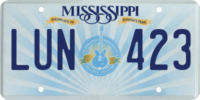 MS license plate LUN423