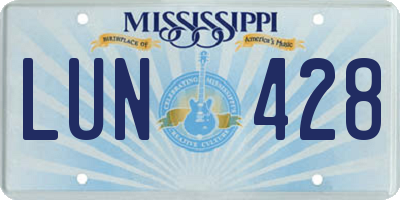 MS license plate LUN428