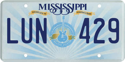 MS license plate LUN429