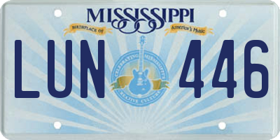 MS license plate LUN446