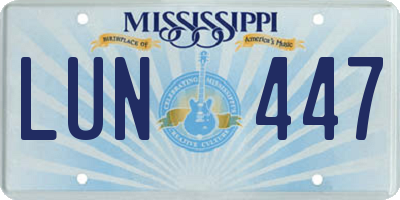 MS license plate LUN447