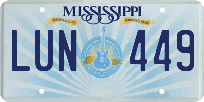 MS license plate LUN449