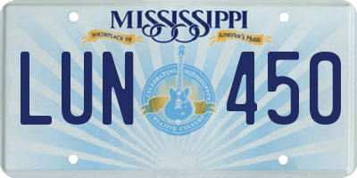 MS license plate LUN450
