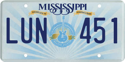 MS license plate LUN451