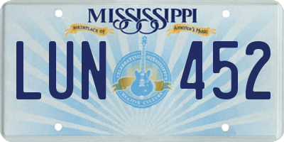 MS license plate LUN452