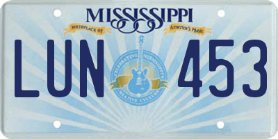 MS license plate LUN453