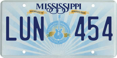 MS license plate LUN454