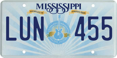 MS license plate LUN455