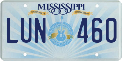 MS license plate LUN460