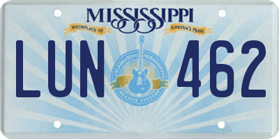MS license plate LUN462