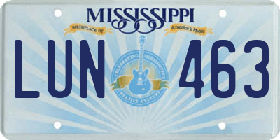 MS license plate LUN463