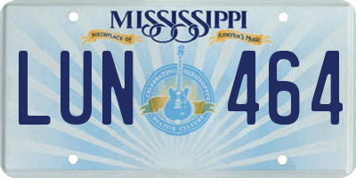 MS license plate LUN464