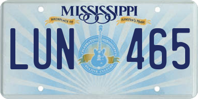 MS license plate LUN465