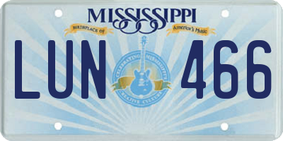 MS license plate LUN466