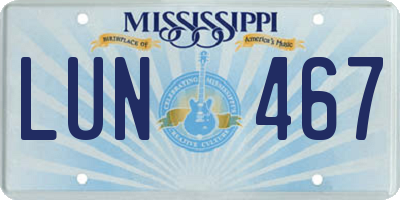 MS license plate LUN467