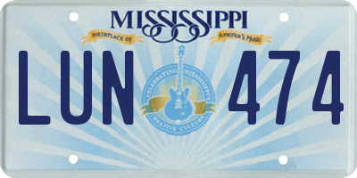 MS license plate LUN474