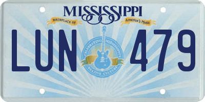 MS license plate LUN479