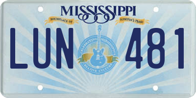 MS license plate LUN481