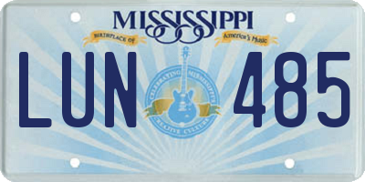 MS license plate LUN485