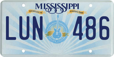MS license plate LUN486