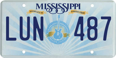 MS license plate LUN487