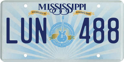 MS license plate LUN488