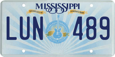 MS license plate LUN489