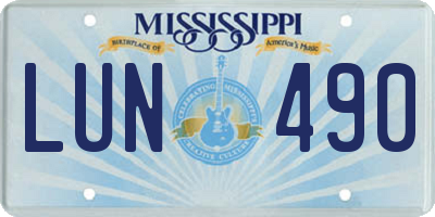 MS license plate LUN490