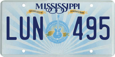 MS license plate LUN495