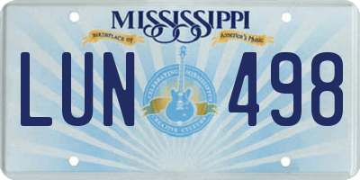 MS license plate LUN498