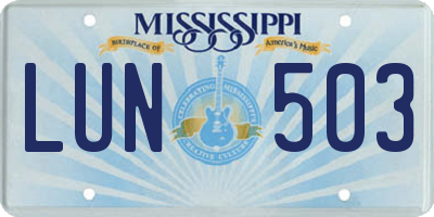 MS license plate LUN503