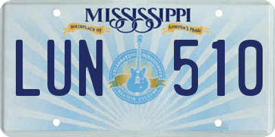 MS license plate LUN510