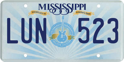 MS license plate LUN523